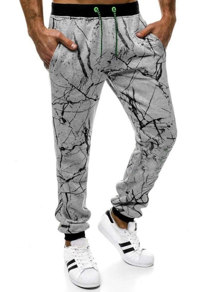 Patchwork Color Block Harem Lace-up Calça Casual Masculina