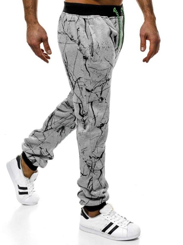 Patchwork Color Block Harem Lace-up Calça Casual Masculina