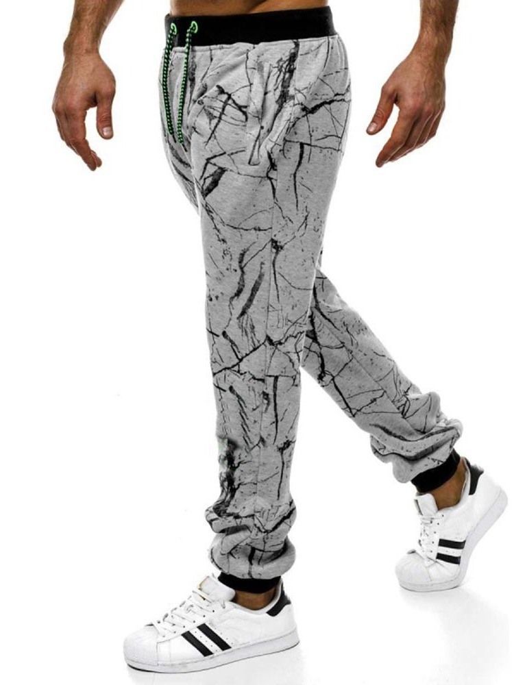 Patchwork Color Block Harem Lace-up Calça Casual Masculina