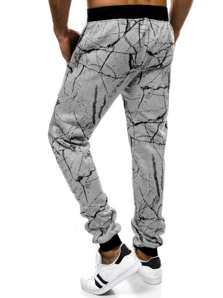 Patchwork Color Block Harem Lace-up Calça Casual Masculina