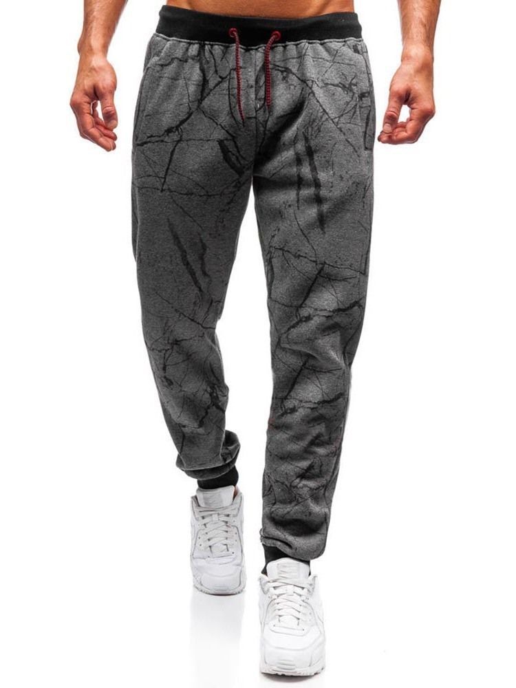 Patchwork Color Block Harem Lace-up Calça Casual Masculina