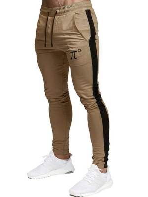 Patchwork Color Block Pencil Pants Calça Esporte Casual Masculina