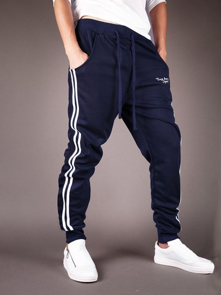 Patchwork Color Block Pencil Pants Calça Esporte Casual Masculina