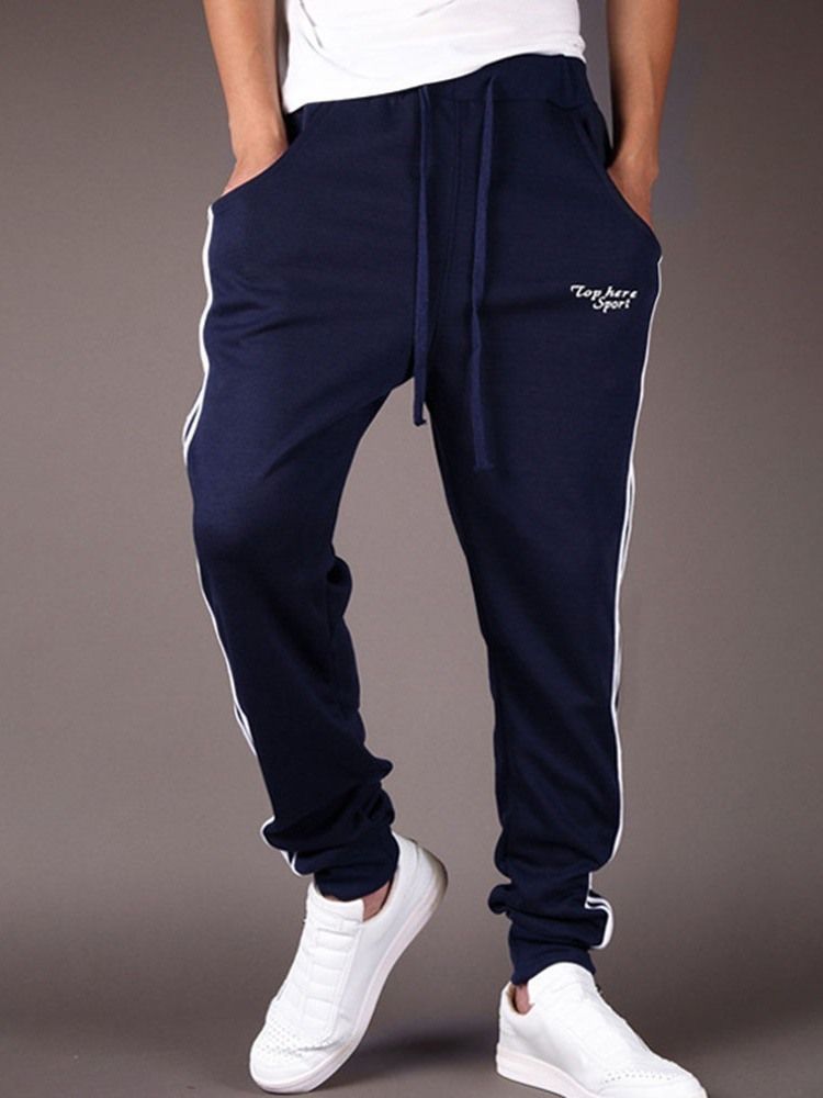 Patchwork Color Block Pencil Pants Calça Esporte Casual Masculina