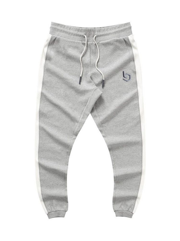 Patchwork Side Striped Color Block Calça Casual Masculina