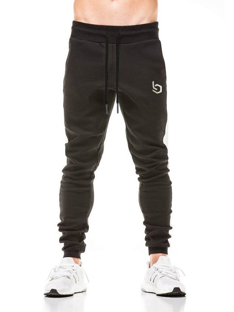 Patchwork Side Striped Color Block Calça Casual Masculina