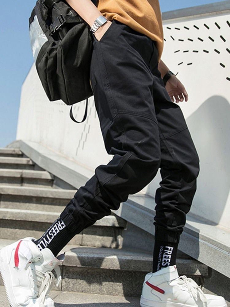 Pencil Pocket Thin Elastics Casual Calças Masculinas
