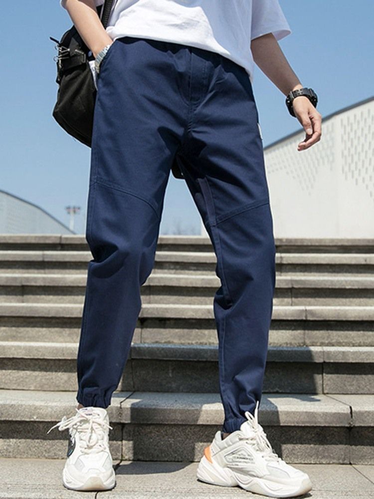 Pencil Pocket Thin Elastics Casual Calças Masculinas