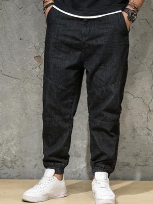 Pocket Color Block Com Zíper Na Cintura Calças Masculinas Casuais