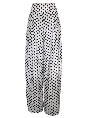 Polka Dots Wide Legs Print Calças Femininas
