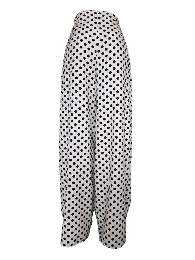 Polka Dots Wide Legs Print Calças Femininas