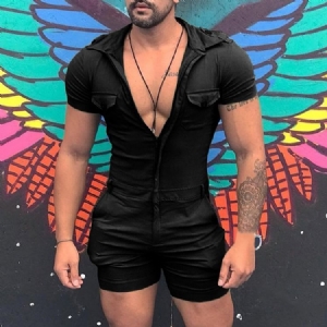 Shorts Macacões Lisos Retos Macacões Casual Masculinos