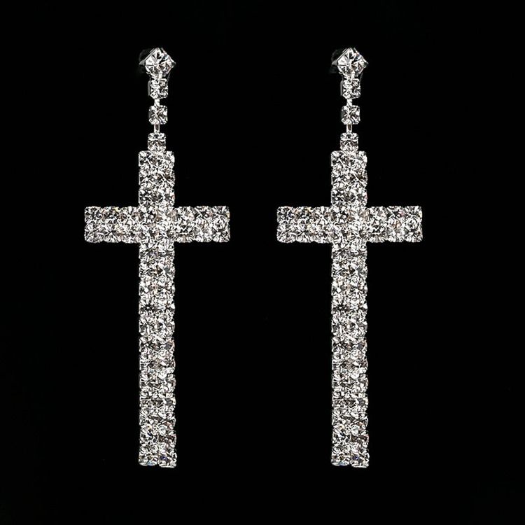 Brincos De Baile De Formatura Romântica Com Strass Diamante