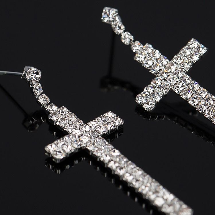 Brincos De Baile De Formatura Romântica Com Strass Diamante