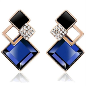 Brincos De Geometria Em Formato De Diamante Com Gema