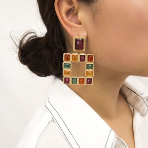 Diamante Color Block Square Brincos