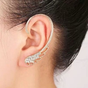 Manguito De Orelha De Strass Em Forma De Asa