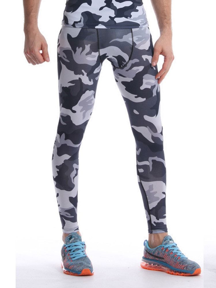 Calça Esporte Camuflagem Masculina Respirável Estampada Na Altura Do Tornozelo