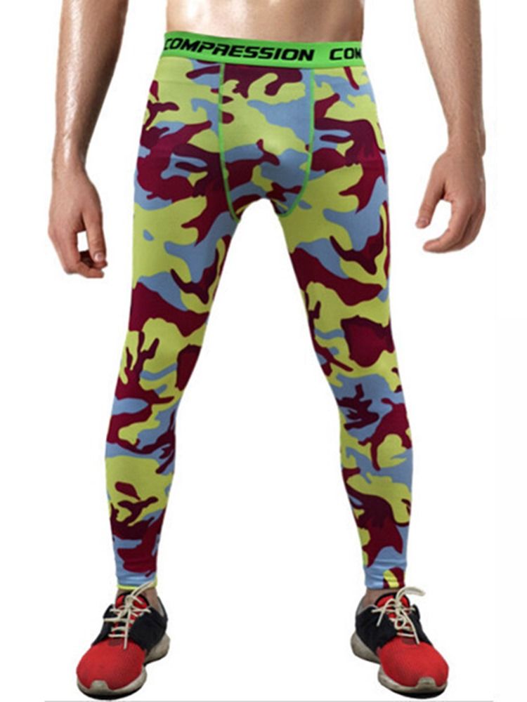Calça Esporte Camuflagem Masculina Respirável Estampada Na Altura Do Tornozelo