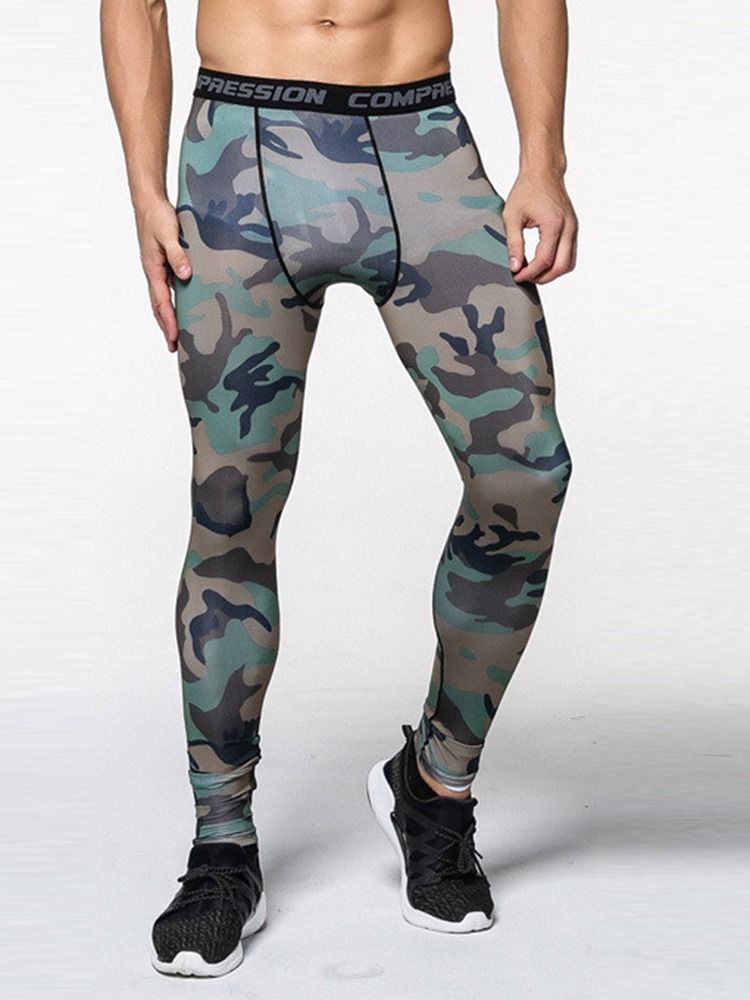 Calça Esporte Camuflagem Masculina Respirável Estampada Na Altura Do Tornozelo