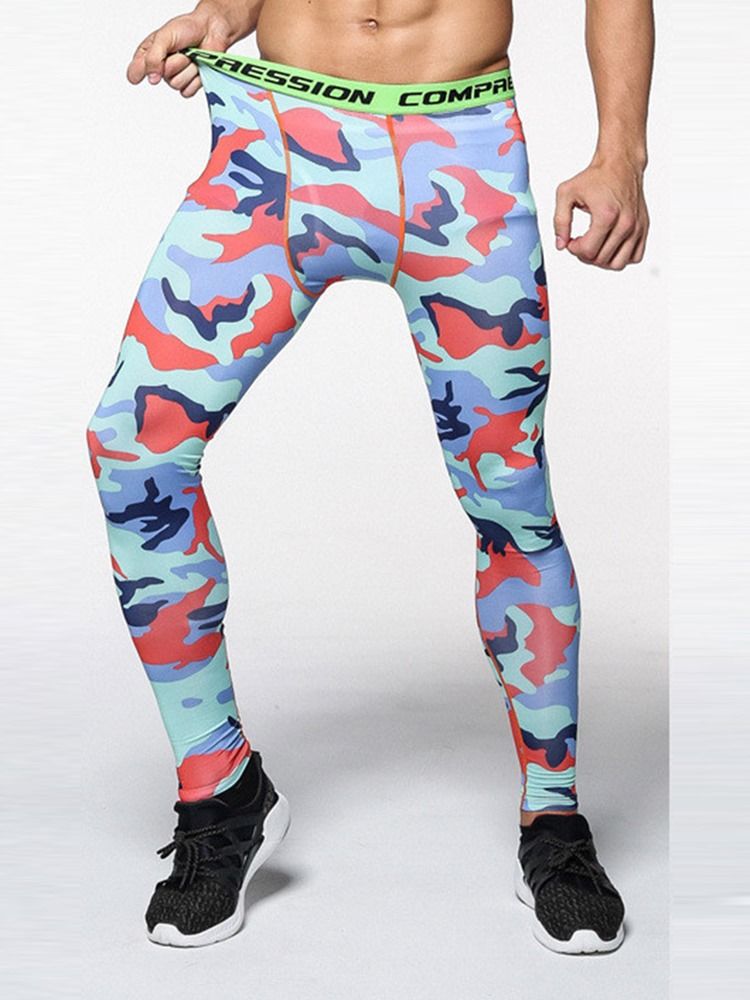Calça Esporte Camuflagem Masculina Respirável Estampada Na Altura Do Tornozelo