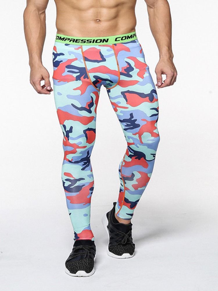 Calça Esporte Camuflagem Masculina Respirável Estampada Na Altura Do Tornozelo