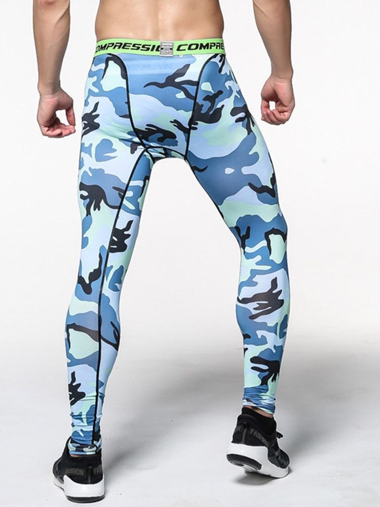 Calça Esporte Camuflagem Masculina Respirável Estampada Na Altura Do Tornozelo