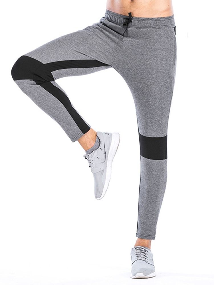 Calça Esporte Masculina Patchwork Cor Bloco Na Altura Do Tornozelo