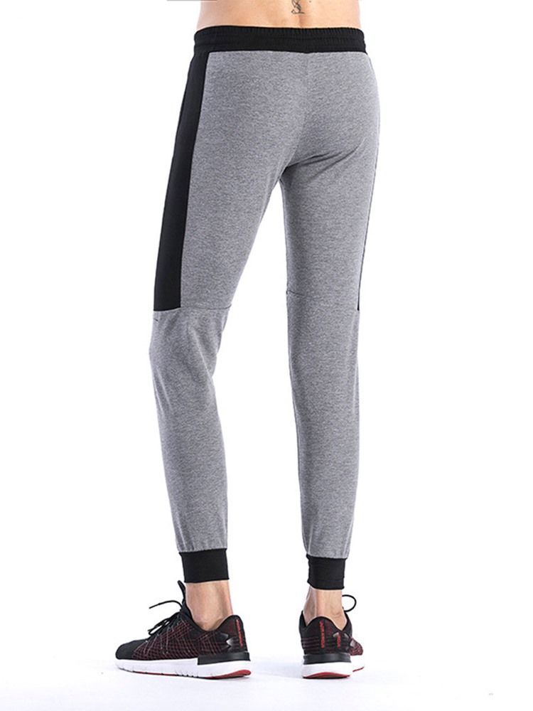 Calça Esportiva Masculina Color Block Patchwork Na Altura Do Tornozelo