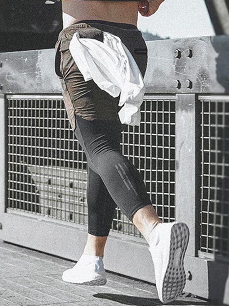 Calça Calça Falsa De Duas Peças Com Bolso Para Ginásio De Esportes Masculino