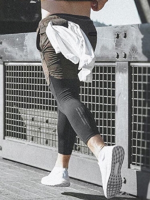 Calça Calça Falsa De Duas Peças Com Bolso Para Ginásio De Esportes Masculino