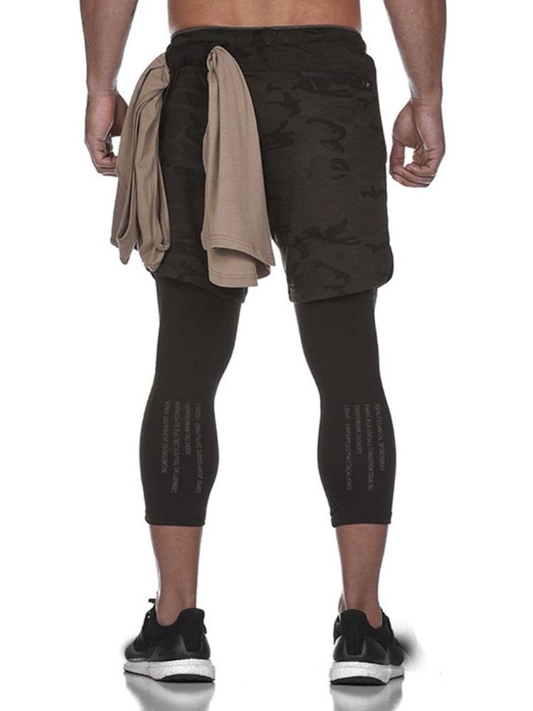 Calça Calça Falsa De Duas Peças Com Bolso Para Ginásio De Esportes Masculino