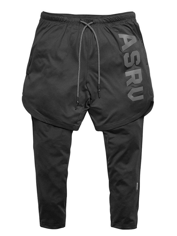 Calça Calça Falsa De Duas Peças Com Bolso Para Ginásio De Esportes Masculino