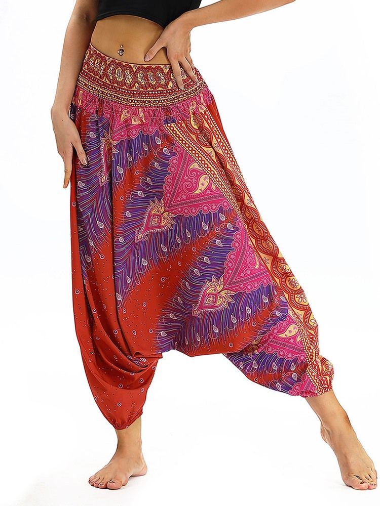 Calça Harem Com Estampa Elástica Feminina Com Estampa Elástica Para Yoga