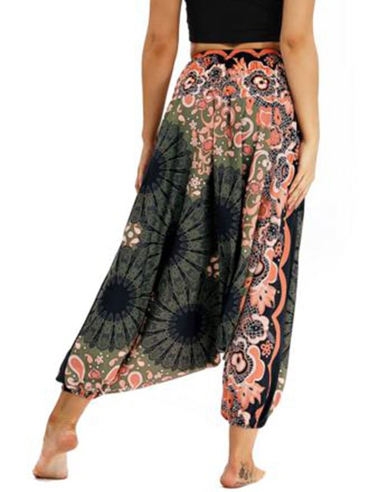 Calça Harem Feminina Com Estampa Elástica Solta De Dança Para Ioga