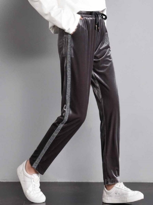Calça Stripe Yoga Respirável Feminina Com Bolsos Tamanho