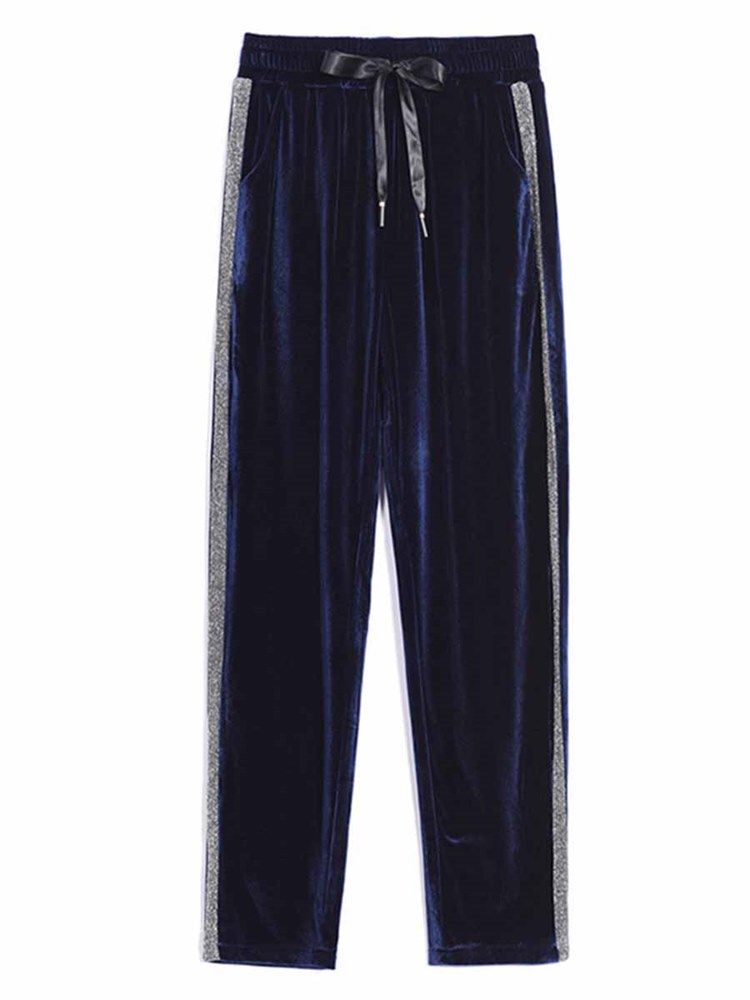 Calça Stripe Yoga Respirável Feminina Com Bolsos Tamanho