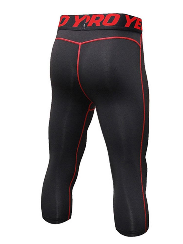 Calças Esportivas Masculinas Color Block De Secagem Rápida Da Panturrilha