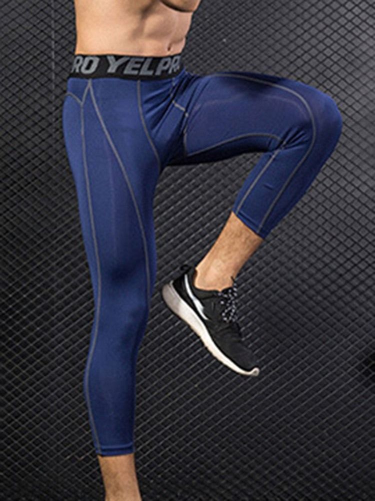 Calças Esportivas Masculinas Color Block De Secagem Rápida Da Panturrilha