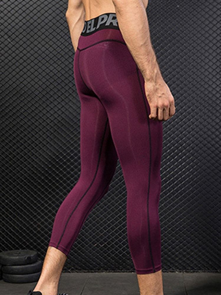 Calças Esportivas Masculinas Color Block De Secagem Rápida Da Panturrilha