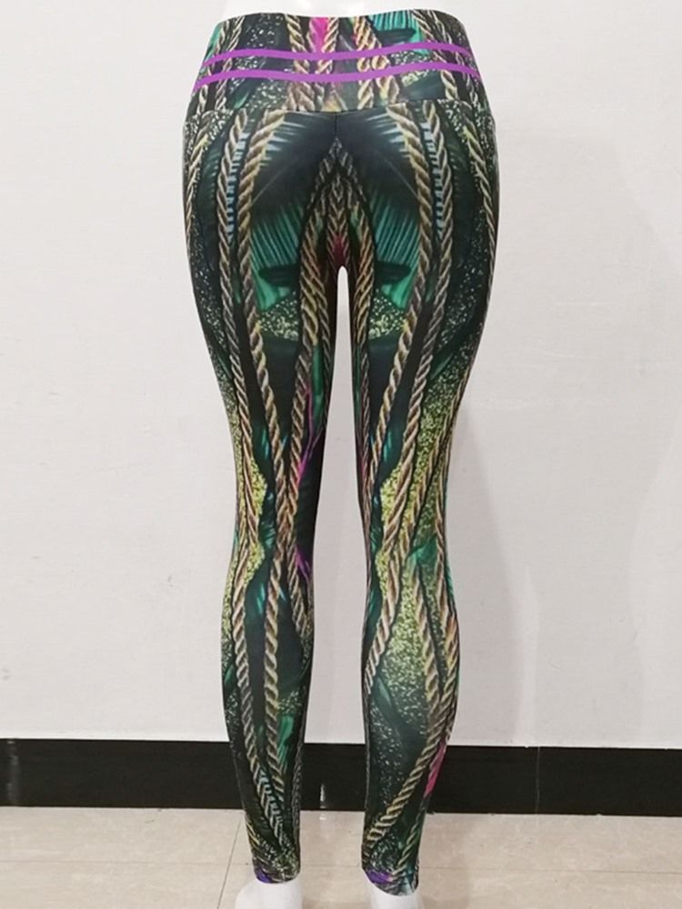 Calças Femininas Anti-suor Estampado De Poliéster De Comprimento Total Leggings Tiktok De Cintura Alta