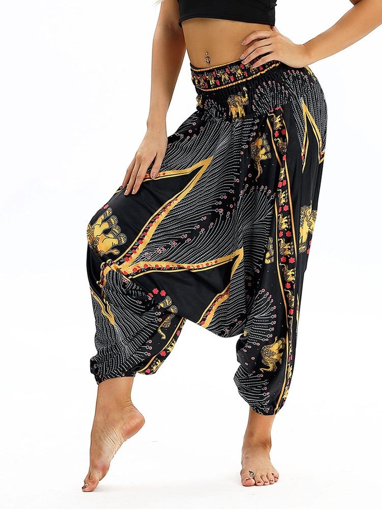 Calças Femininas Bohemia Print Harem Yoga