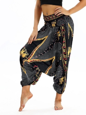 Calças Femininas Bohemia Print Harem Yoga