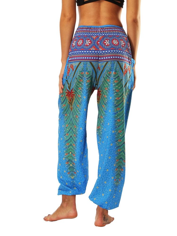 Calças Femininas Boho Print Geométricas Para Ioga De Dança De Rua