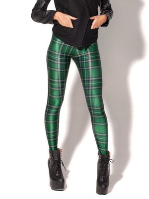 Calças Femininas Xadrez Anti-suor Estampado Yoga Leggings Tiktok De Cintura Alta