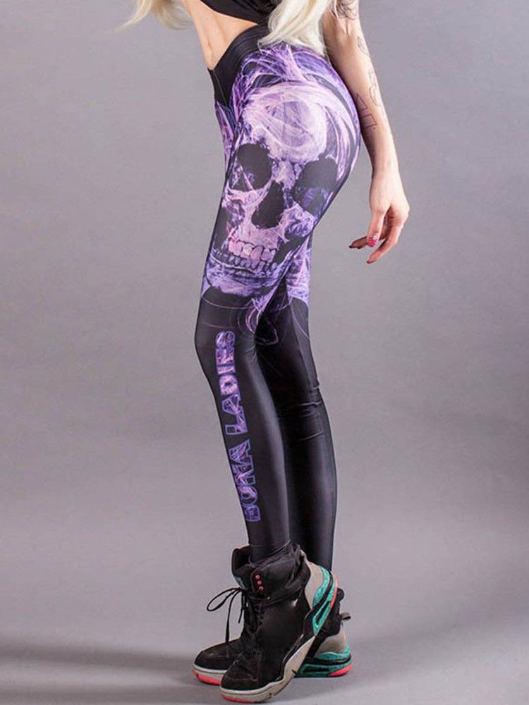 Calças De Ioga De Comprimento Total Respirável De Poliéster Estampado Feminino Leggings Tiktok De Cintura Alta