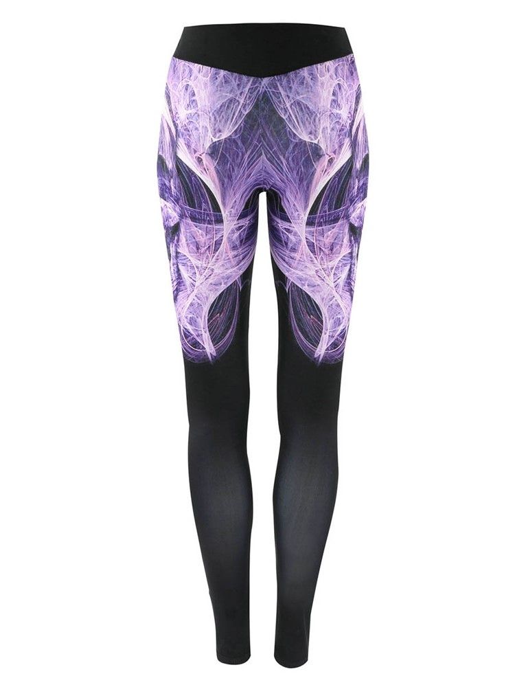 Calças De Ioga De Comprimento Total Respirável De Poliéster Estampado Feminino Leggings Tiktok De Cintura Alta