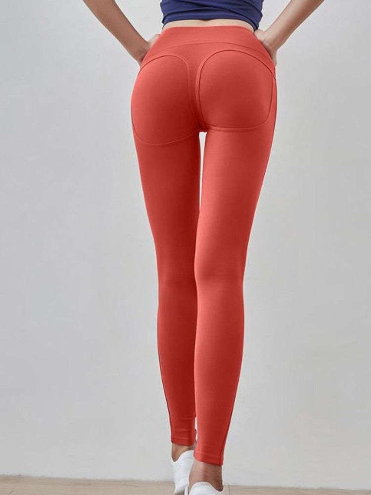 Calças De Ioga Sólidas Anti-suor Para Mulheres Leggings Tiktok De Cintura Alta