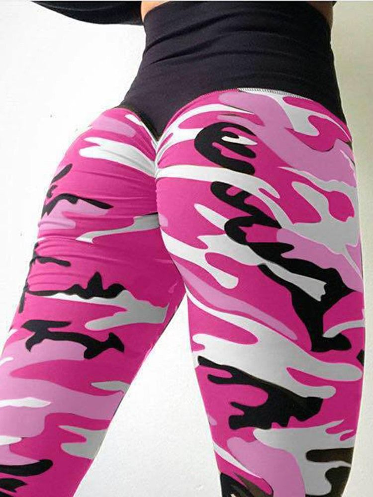 Camuflagem Feminina Leggings Anti-sweat Yoga Calças Ioga Cintura Alta Leggings Tiktok