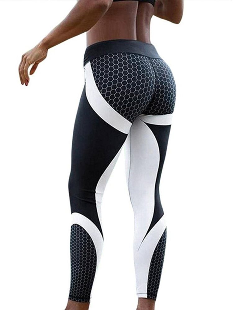 Color Block Honeycomb Print Leggings Femininas De Ioga De Cintura Alta Leggings Tiktok